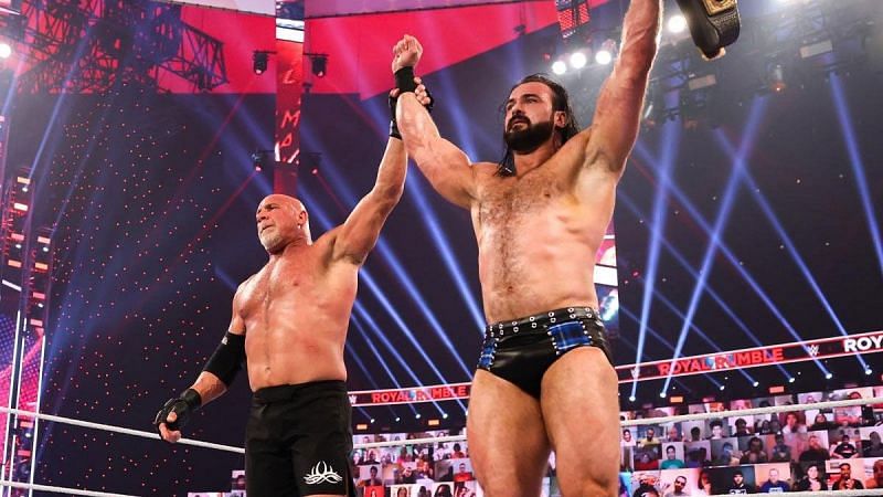 Goldberg and Drew McIntyre at Royal Rumble 2021